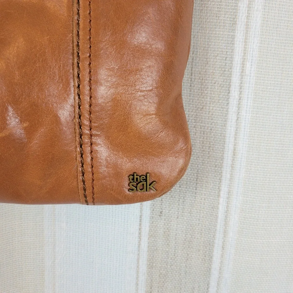 The Sak Genuine Leather Crossbody‎ Bag Purse Brown Tan
